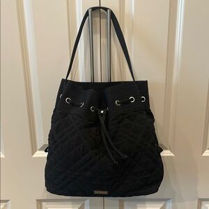 Vera Bradley Black Quilted Bucket Drawstring Bucket Shoulder Bag